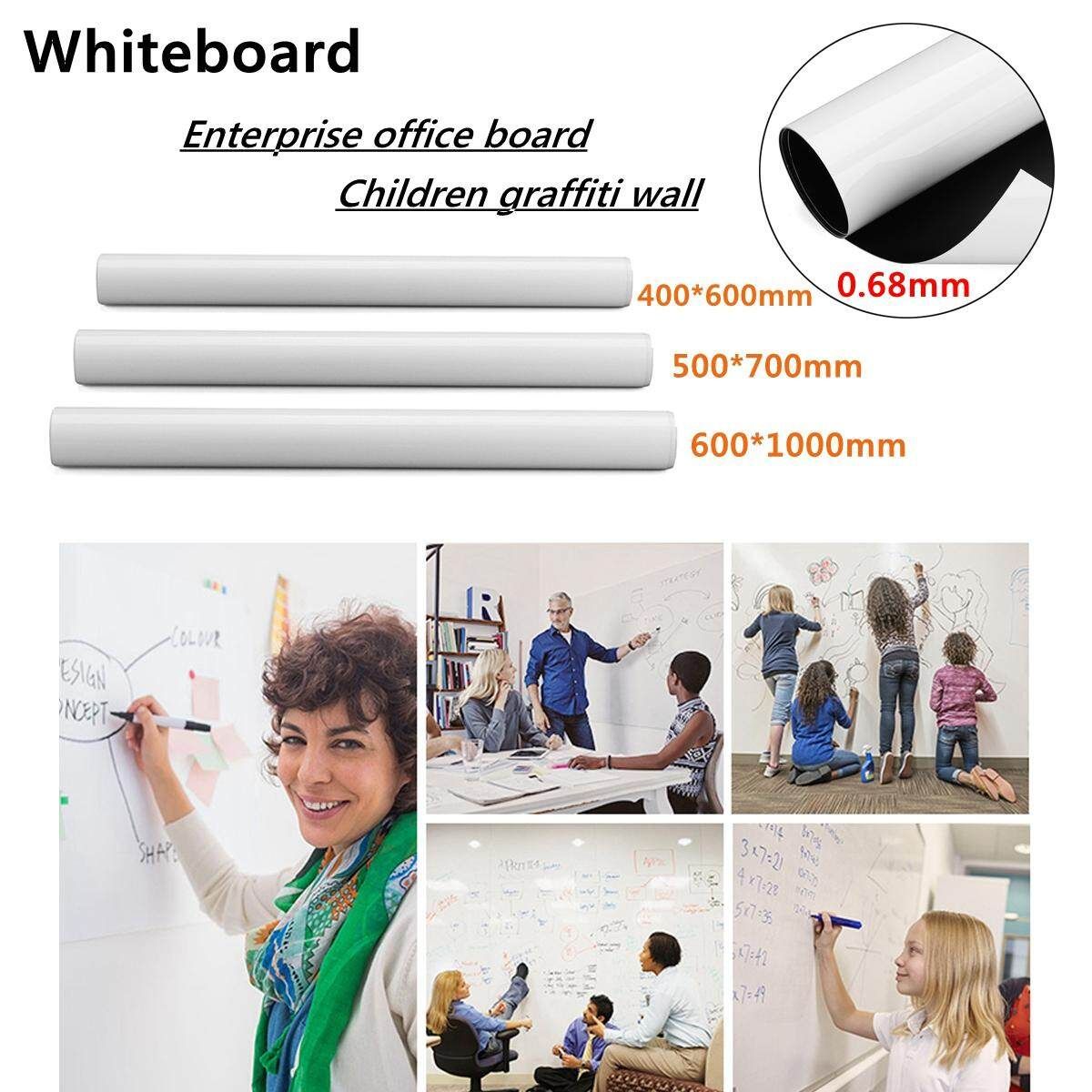 0.68mm 50*70cm Self Stick Magic Whiteboard Sheets White Dry Erasable Paper Plain Roll White