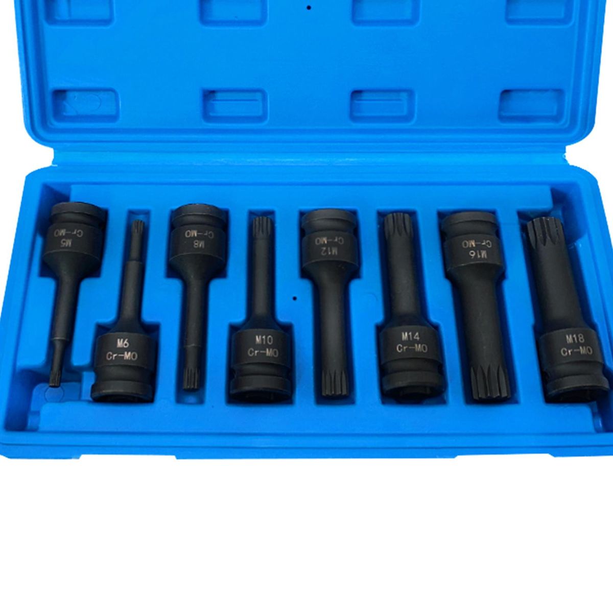 1/2in 8pcs Impact Tamperproof With Hole Spline Bit Socket Set M5-M18