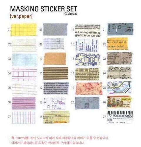 27 Sheets/set Retro Characters Paper Washi Masking Sticker Scrapbooking Diary Planner DIY Craft Gift Card Making Decor Tape