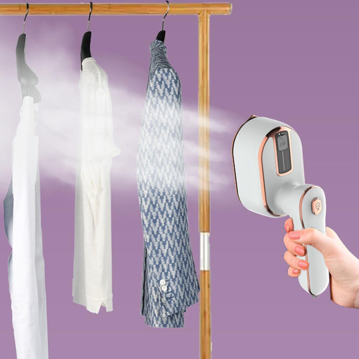 Steamer Portable Travel Steamer Iron Rotatable Handle Indicator Light White