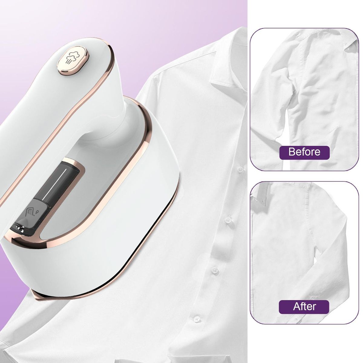 Steamer Portable Travel Steamer Iron Rotatable Handle Indicator Light White