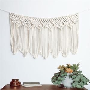 Nordic Hand Woven Tapestry Macrame Curtain Bohemian Boho Backdrop Decoration Wall Hanging Blanket For Wedding Decor 100x80CM