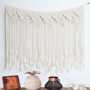 Nordic Hand Woven Tapestry Macrame Curtain Bohemian Boho Backdrop Decoration Wall Hanging Blanket For Wedding Decor 100x80CM