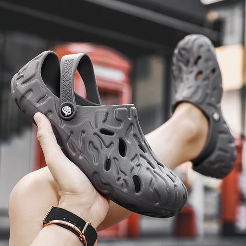 Summer Sandals Men's Shoes Big Size 40-49 Hollow Out Clogs For Men Casual Flat Sandals Garden Water Shoes Male Beach Sandals Soft Eva Waterproof Designer Sneakers Grey