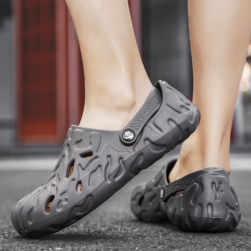 Summer Sandals Men's Shoes Big Size 40-49 Hollow Out Clogs For Men Casual Flat Sandals Garden Water Shoes Male Beach Sandals Soft Eva Waterproof Designer Sneakers Grey