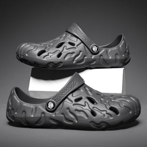 Summer Sandals Men's Shoes Big Size 40-49 Hollow Out Clogs For Men Casual Flat Sandals Garden Water Shoes Male Beach Sandals Soft Eva Waterproof Designer Sneakers Grey