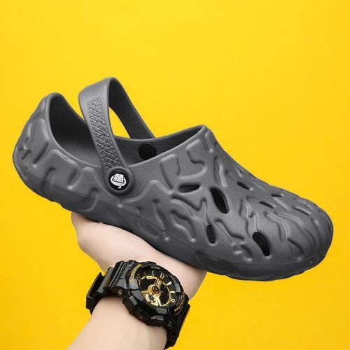 Summer Sandals Men's Shoes Big Size 40-49 Hollow Out Clogs For Men Casual Flat Sandals Garden Water Shoes Male Beach Sandals Soft Eva Waterproof Designer Sneakers Grey
