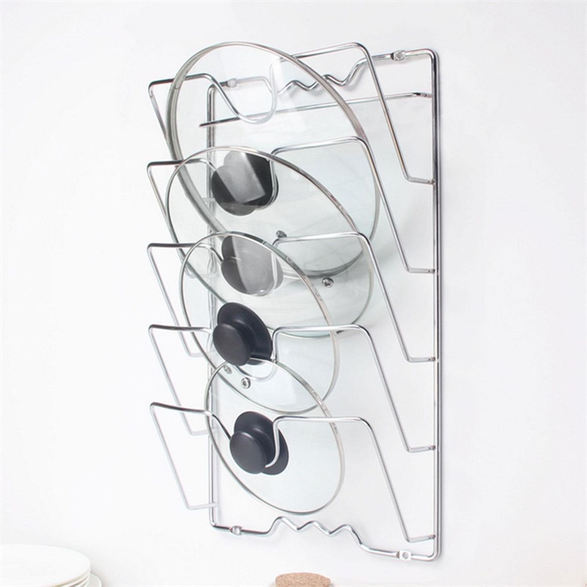 Pot Lid Rack 5-layer Slot U-shaped Groove Pot Lid Storage Holder Pot Cover Organizer Wall Mount Kitchen Accessories