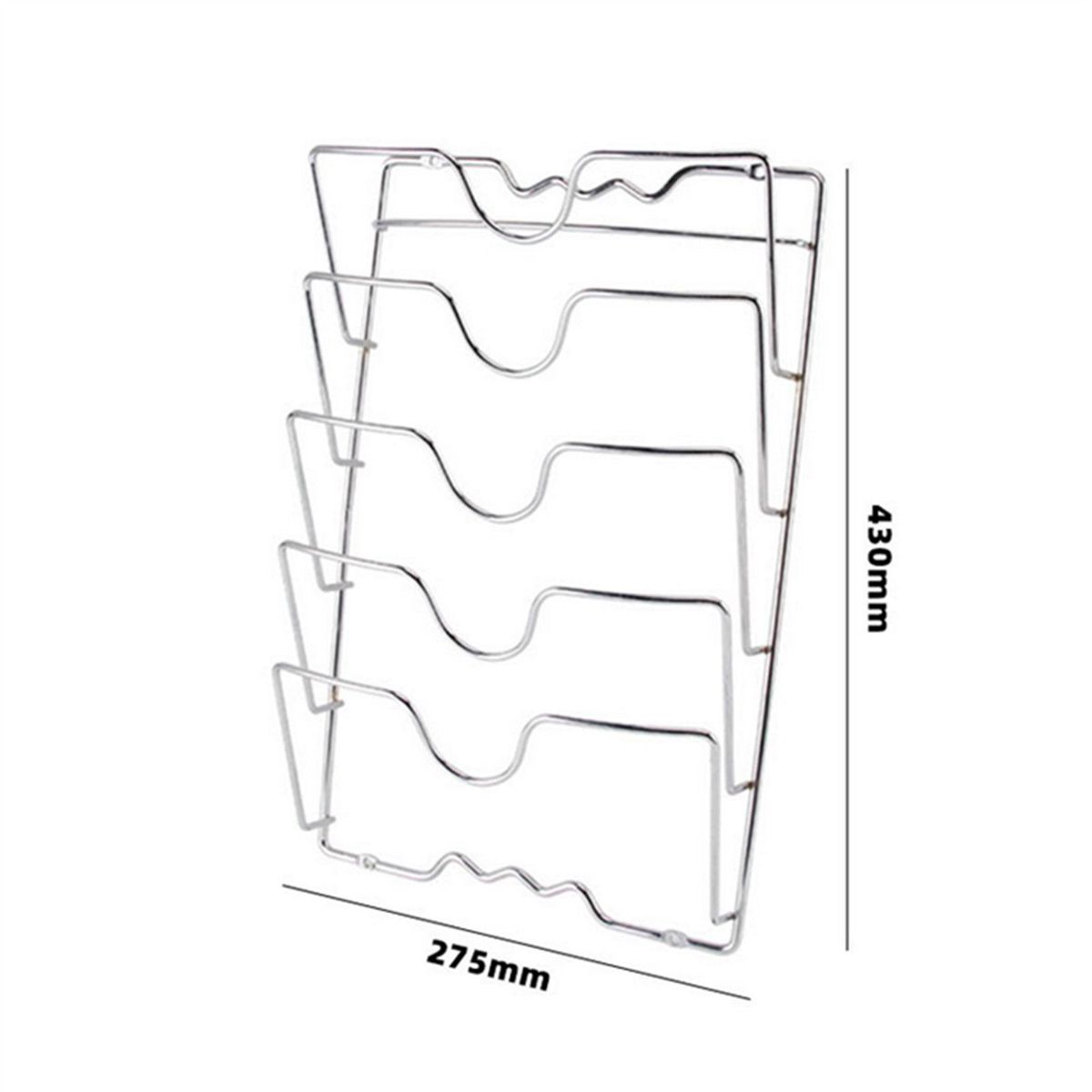 Pot Lid Rack 5-layer Slot U-shaped Groove Pot Lid Storage Holder Pot Cover Organizer Wall Mount Kitchen Accessories