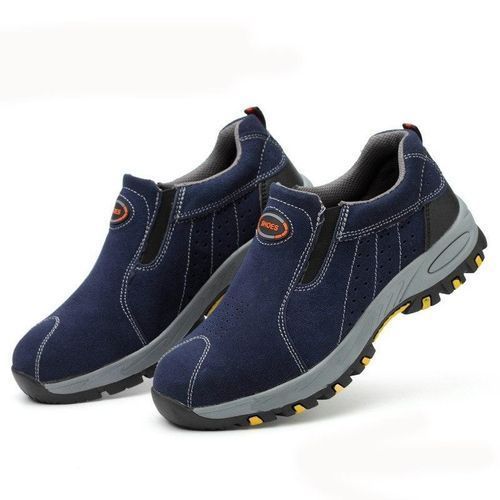 Men Work Safety Shoes Steel Toe Cow Leather  Puncture-proof Outdoor Shoes
