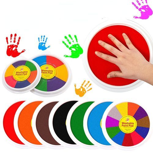 Ink Stamp Pad DIY Finger Painting Craft Cardmaking Large Round For Kids Education Drawing Interactive Baby Toys Black