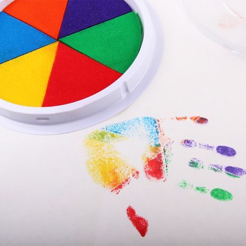 Ink Stamp Pad DIY Finger Painting Craft Cardmaking Large Round For Kids Education Drawing Interactive Baby Toys Black