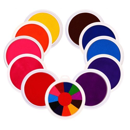 Ink Stamp Pad DIY Finger Painting Craft Cardmaking Large Round For Kids Education Drawing Interactive Baby Toys Black