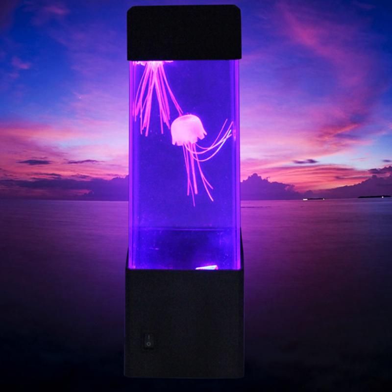 Led  Night Light Jellyfish Tank Aquarium Style LED Lamp Sensory Autism Lava Lamp LED Desk Lamp Fish Colored Jelly Night Light