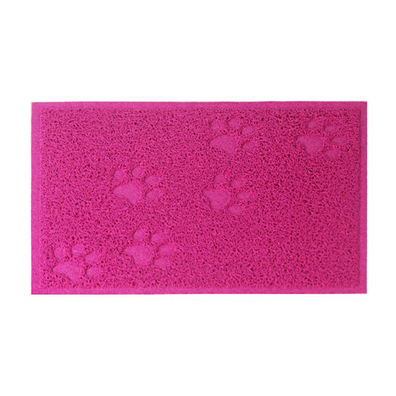 Pet Dog Cat Feeding Mat Litter Pad Cute Paw PVC Bed Dish Cushion Bowl Food Placement-Red
