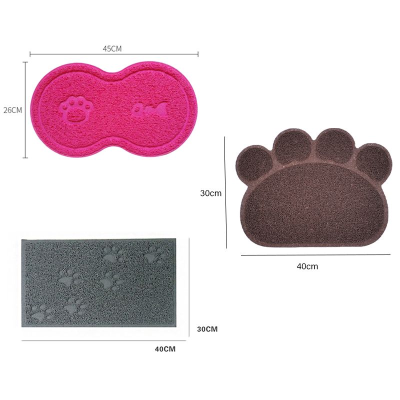 Pet Dog Cat Feeding Mat Litter Pad Cute Paw PVC Bed Dish Cushion Bowl Food Placement-Red