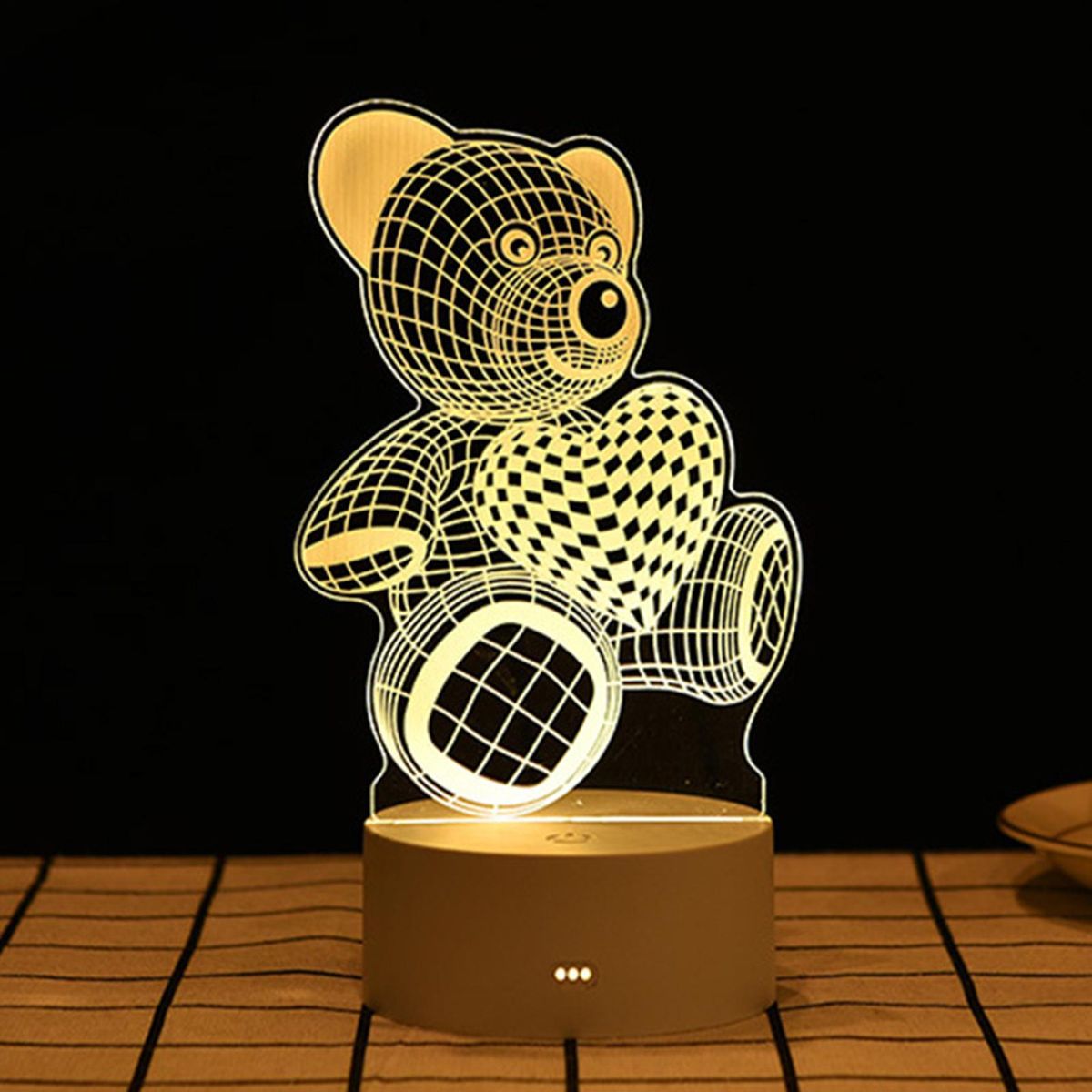 Children Cartoon USB Charge 3D Bedside Small Night Lamp Cute Vivid Engraved Animal Night Lamp