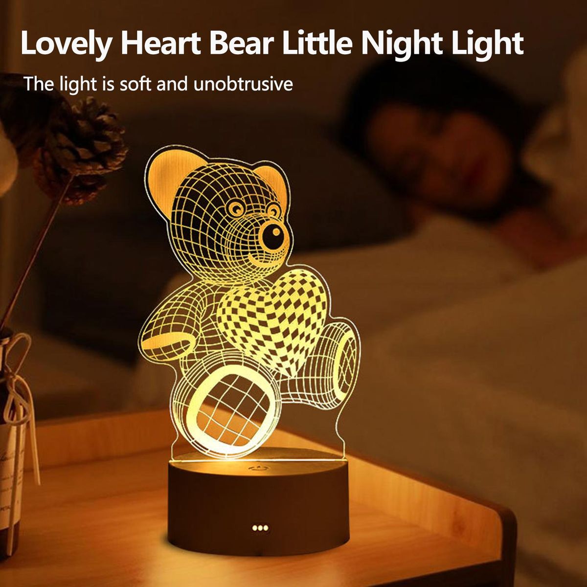 Children Cartoon USB Charge 3D Bedside Small Night Lamp Cute Vivid Engraved Animal Night Lamp