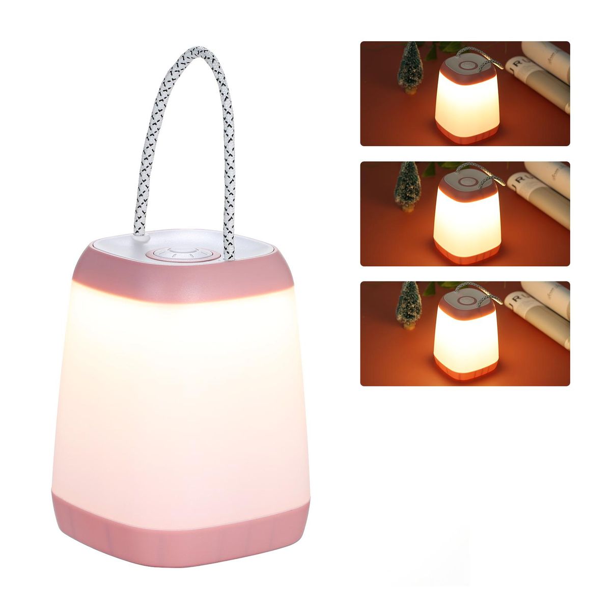 Portable Night Light Bedside Lamp with Easy Carry Strap 30/ 60/ 100 Adjustable Brightness Battery Operated Nursery Lamp for Bedroom Living Room