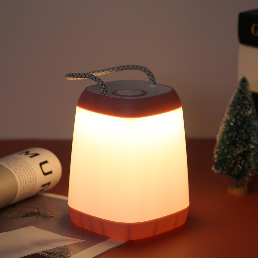 Portable Night Light Bedside Lamp with Easy Carry Strap 30/ 60/ 100 Adjustable Brightness Battery Operated Nursery Lamp for Bedroom Living Room