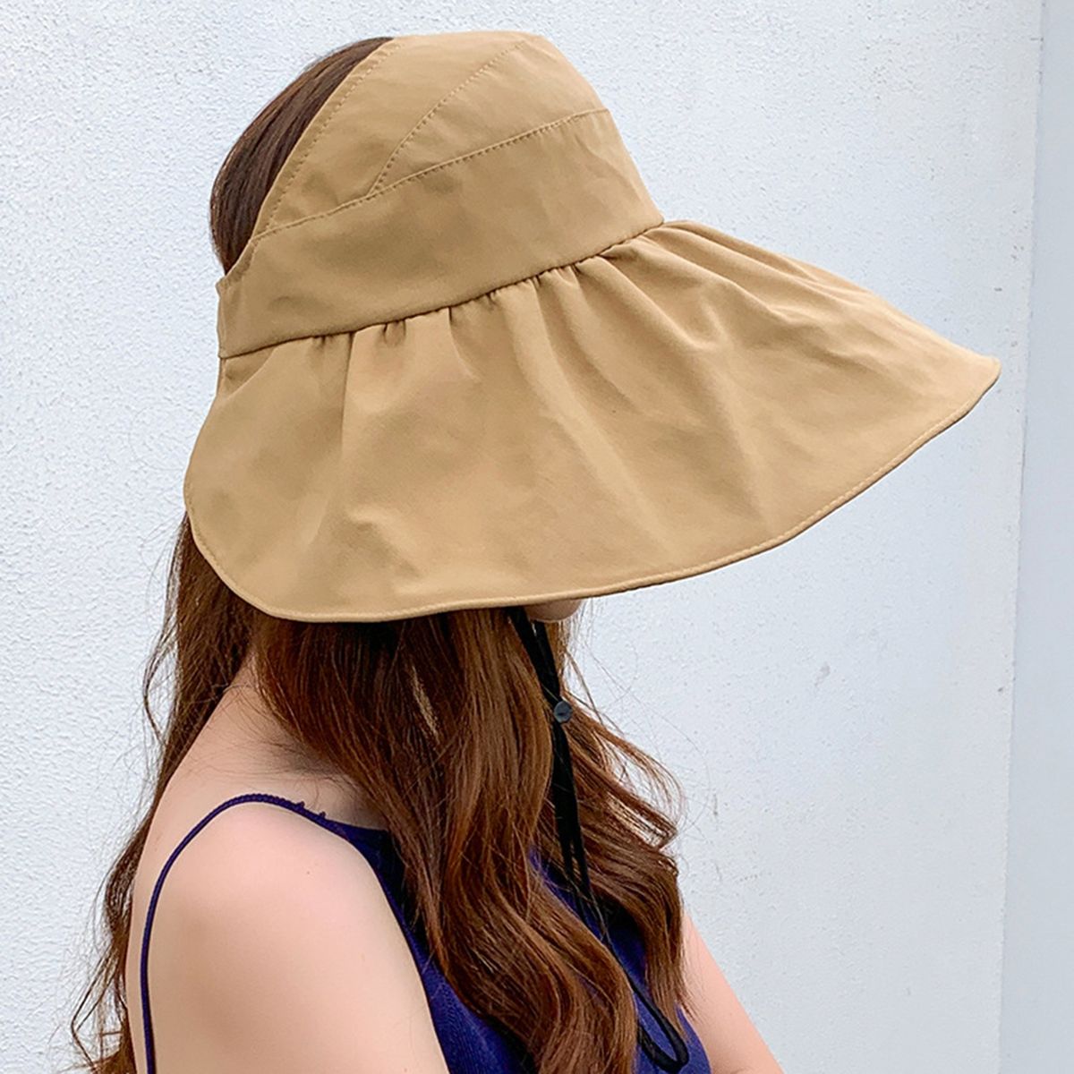 Fisherman Hat Empty Top Hole Sun Hat Khaki