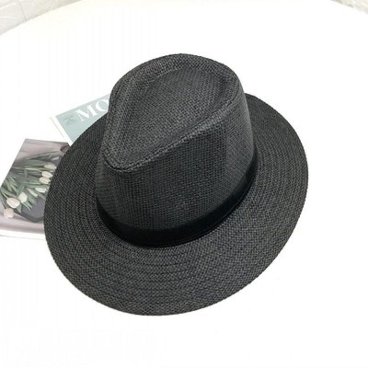 Jazz Hat Wide Brim Cowboy Fedora Hat Black