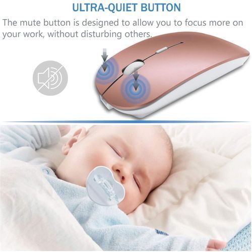 2.4GHz Ultrathin Silent Rechargeable (Dual Mode) Wireless And Bluetooth Notebook PC Mouse (Rose Gold)