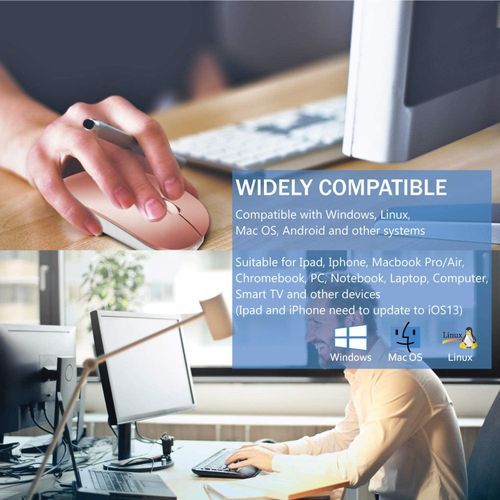 2.4GHz Ultrathin Silent Rechargeable (Dual Mode) Wireless And Bluetooth Notebook PC Mouse (Rose Gold)