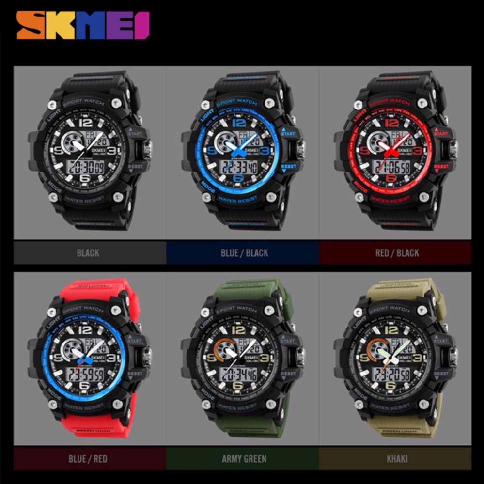 Sports Watches Men Fashion Multi-function Chronograph Digital Quartz Dual Display Wristwatches Relogio Masculino XFCS 1283