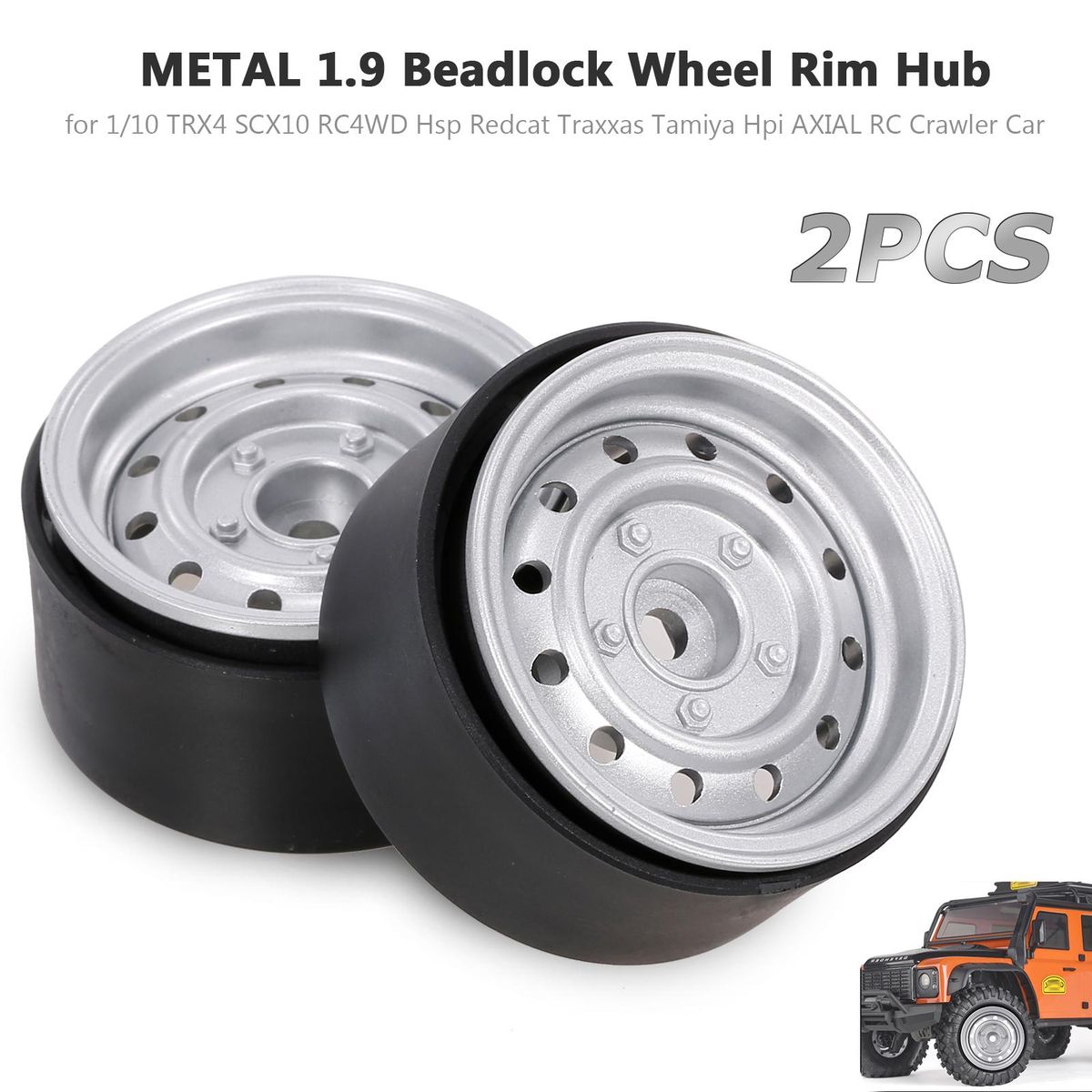 2PCS Metal 1.9 Inch Wheel Hub Rim Beadlock for 1/10 RC Crawler Car Compatible with TRX4 SCX10 RC4WD Hsp Redcat Traxxas Tamiya Hpi AXIAL DIY Replacement
