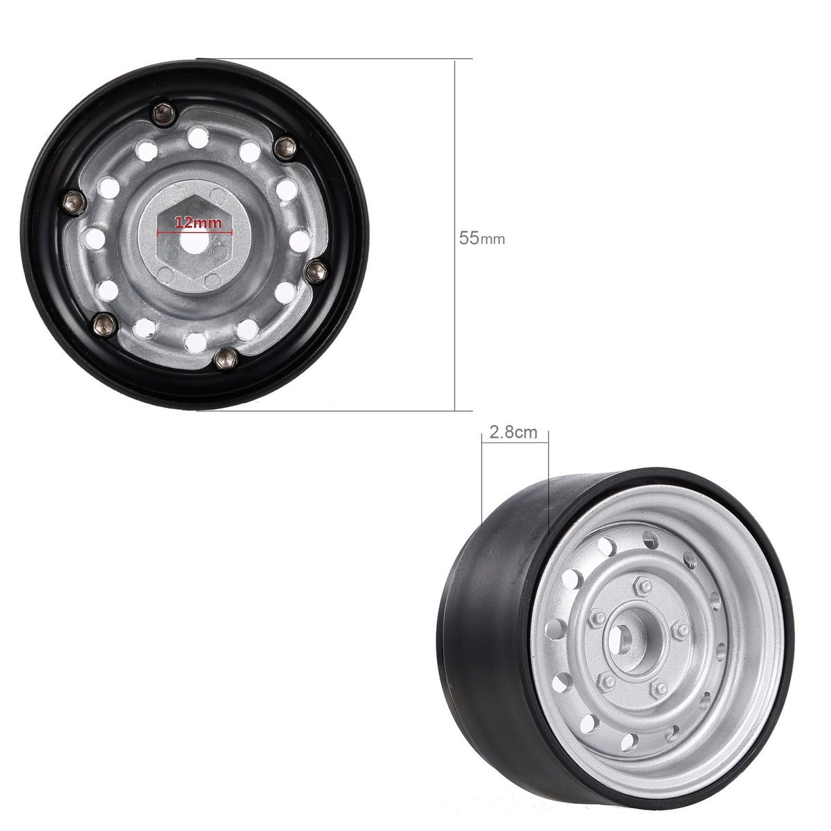 2PCS Metal 1.9 Inch Wheel Hub Rim Beadlock for 1/10 RC Crawler Car Compatible with TRX4 SCX10 RC4WD Hsp Redcat Traxxas Tamiya Hpi AXIAL DIY Replacement