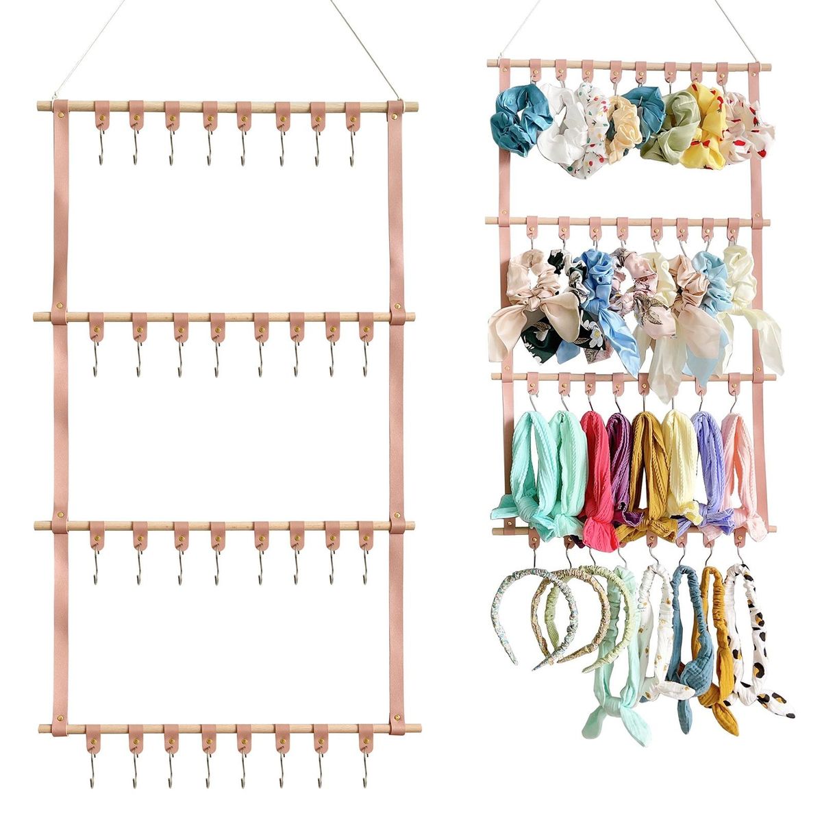 Headband Holder Hair Accessories Organizer Wall-mounted Headband Light Pink