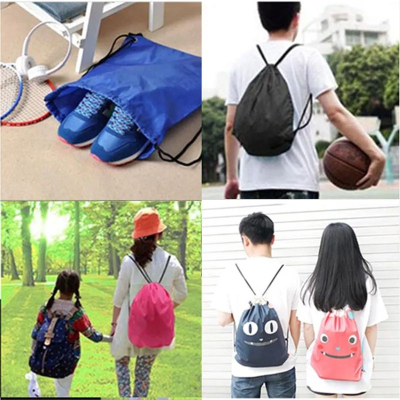 Children Casual Drawstring Light Backpack Waterproof -Blue