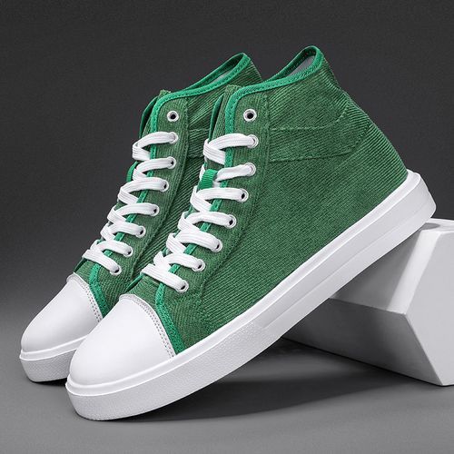 New Trendy Canvas Sneakers Men High-top Shoes EUR Size 36-46 Unisex Fashion Sneakers Comfort Outdoor Casual Skateboard Sports Shoes Students Classic All-match Breathable Canvas Walking Shoes Green