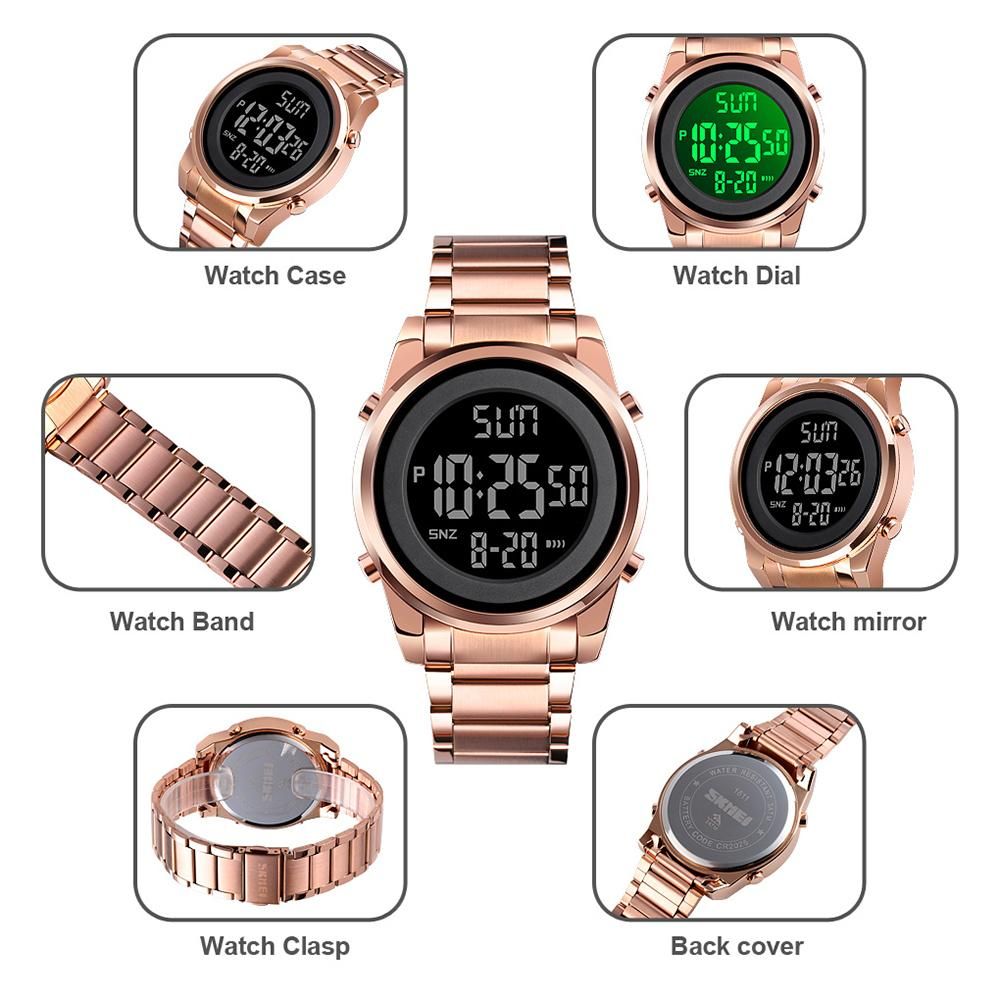 SKMEI Men Digital Business Watch Dual Time Mode Date Week Alarm Clock Backlight 3ATM Waterproof Male Fashion Watches Wristband for Daily Life Work Men's Gifts