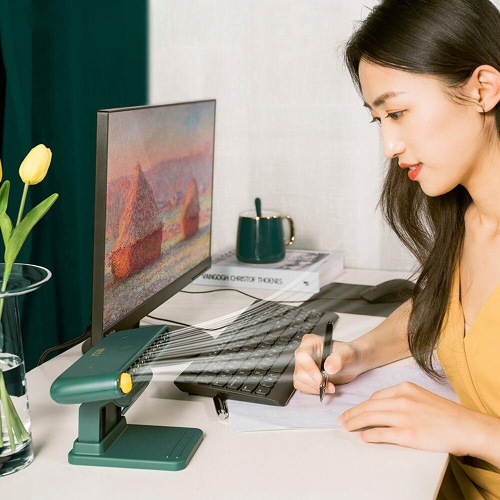 Screen Hanging Fan Stand USB Office Bedroom Laptop Phone Holder Fan Air Cooler 18650 Silent Radiator Portable Fan With Battery