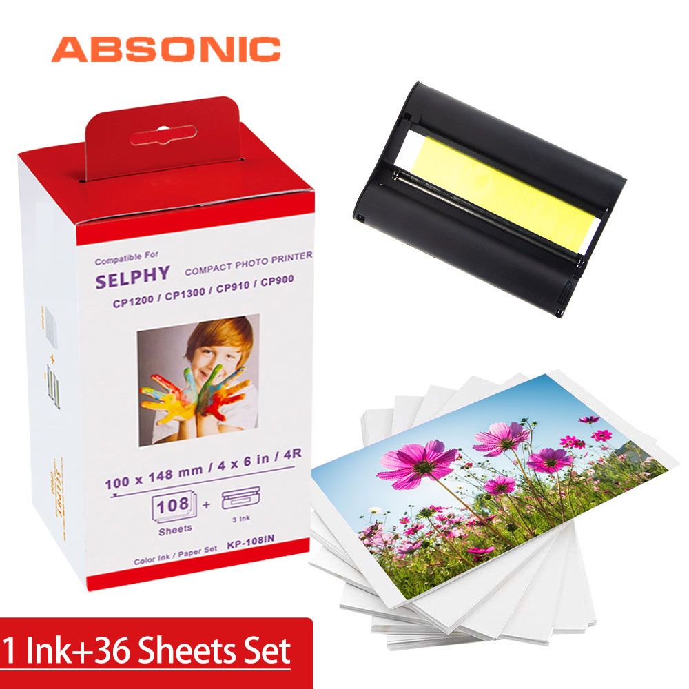 Absonic Cp1300 For Canon Selphy Ink Paper Set 1 In