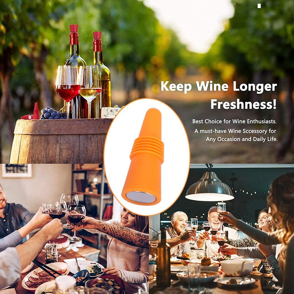 Reusable  Stopper Silicone Beverage Bottle Sealed Orange