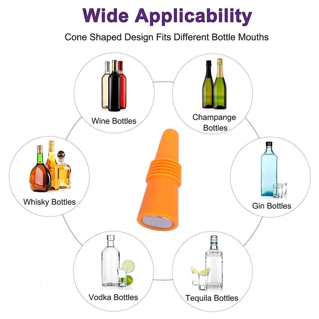 Reusable  Stopper Silicone Beverage Bottle Sealed Orange