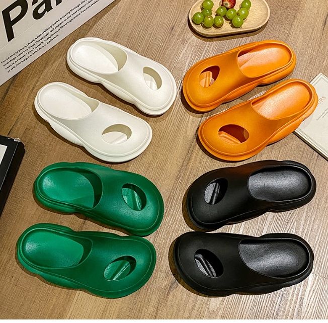 Unisex Gummy High Quality Fashion Waterproof Slides For Outdoor- Blk