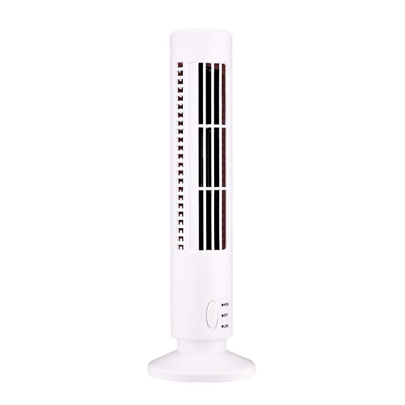 USB Tower Fan Ertical Portable Air Conditioner Fan Desktop Mini Less Fan For Summer White