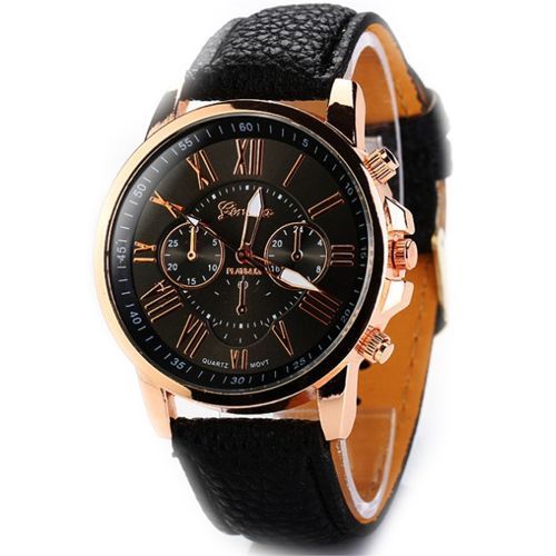 Unisex Quartz Watches PU Leather Casual Wristwatch