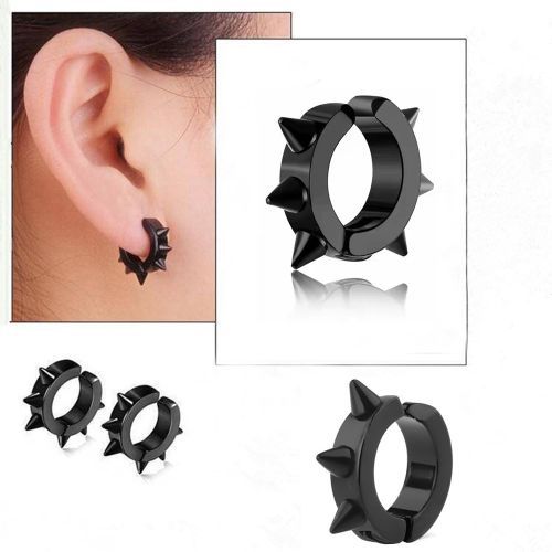 Retro Punk Earrings Six-pointed Stainless Steel Ear Hoop Trendy Male Ear Clip