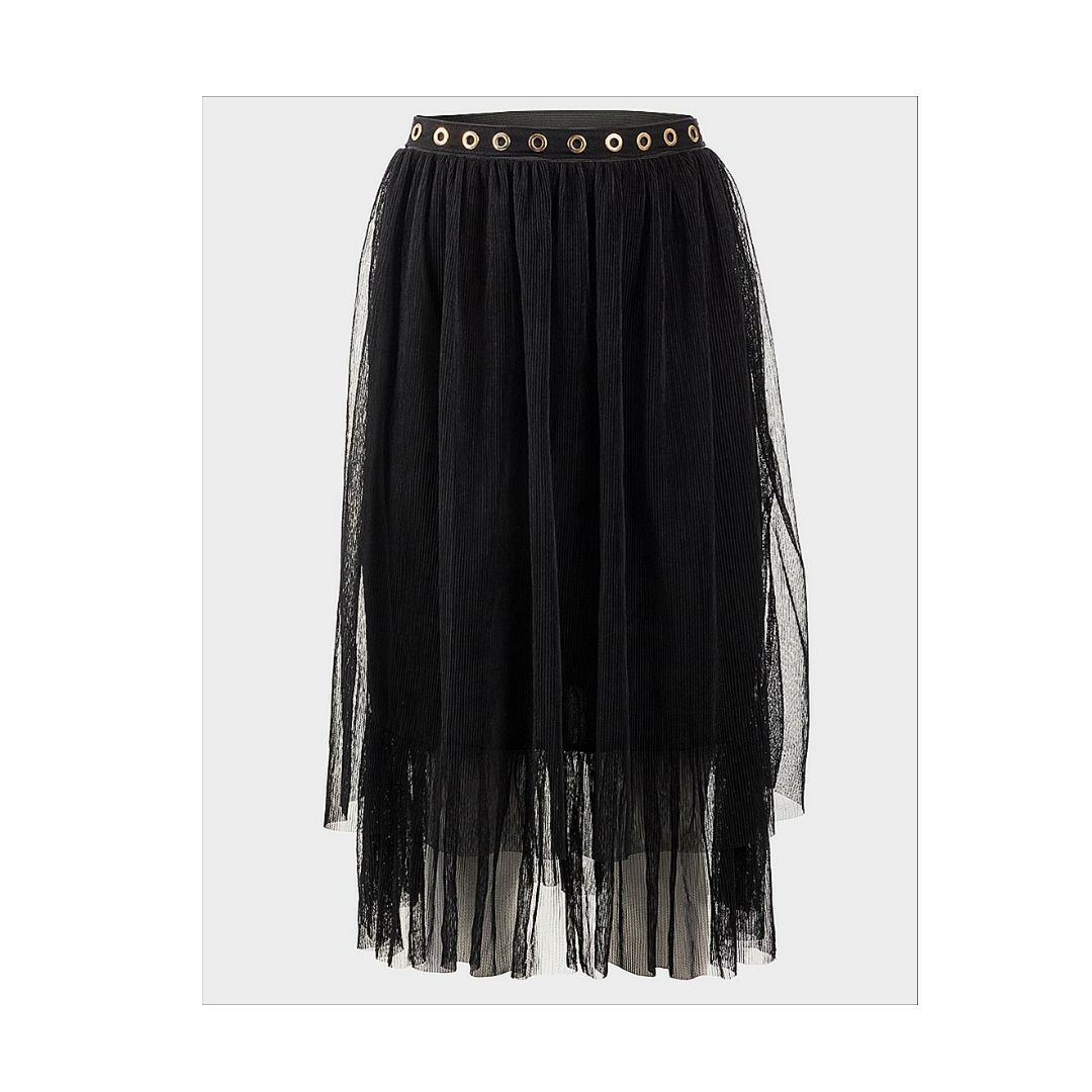 R Ladies Crinkle Mesh Midi Skirt