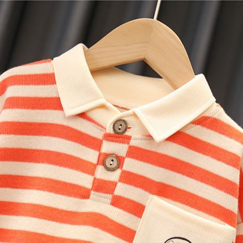 Boy's Striped Sweater Baby Astronaut Jeans Long-sleeve Two-piece Suit Red