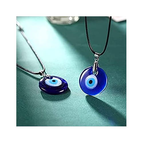 Turkish Blue Eye Glass Pendant Necklace - Blue
