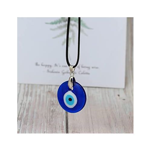 Turkish Blue Eye Glass Pendant Necklace - Blue