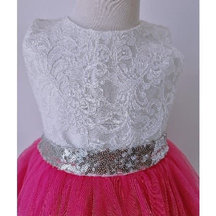 Royal Pink/white Dress For Girls