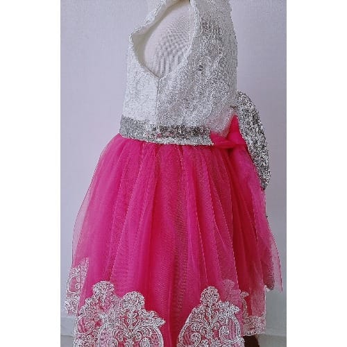 Royal Pink/white Dress For Girls