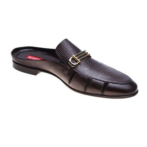 Rossi Brown Stamped Leather Half Shoe
